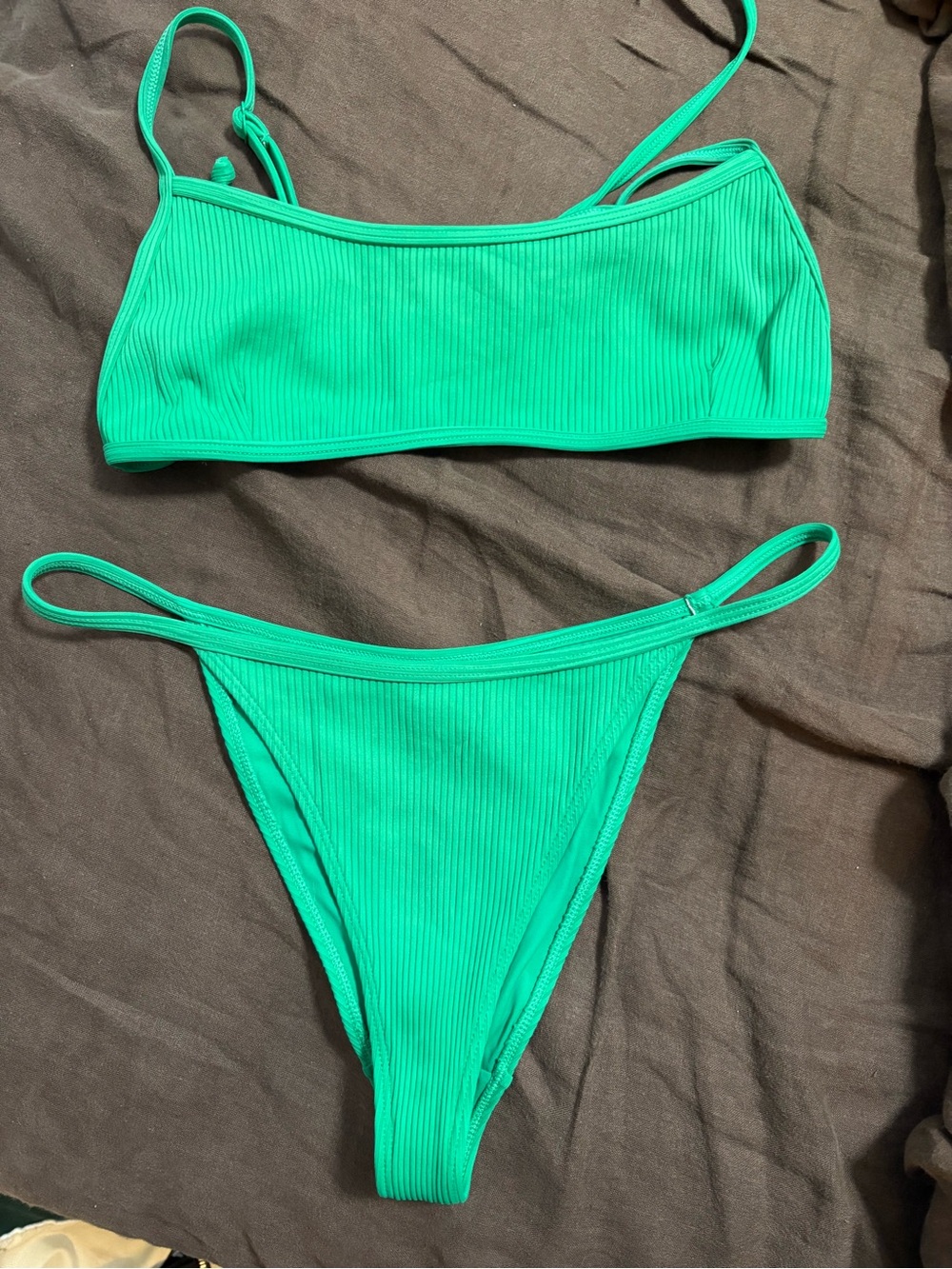 PacSun Ribbed Green Bikini Set - Two Piece Swimwear
